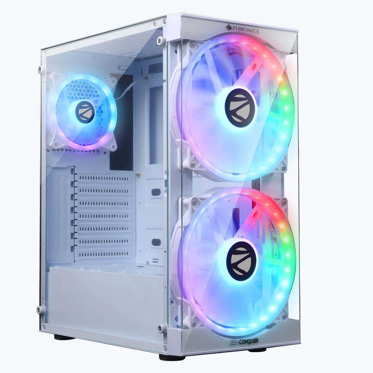 ZEBRONICS Conquer Premium ARGB ATX Mid Tower Cabinet ( White )