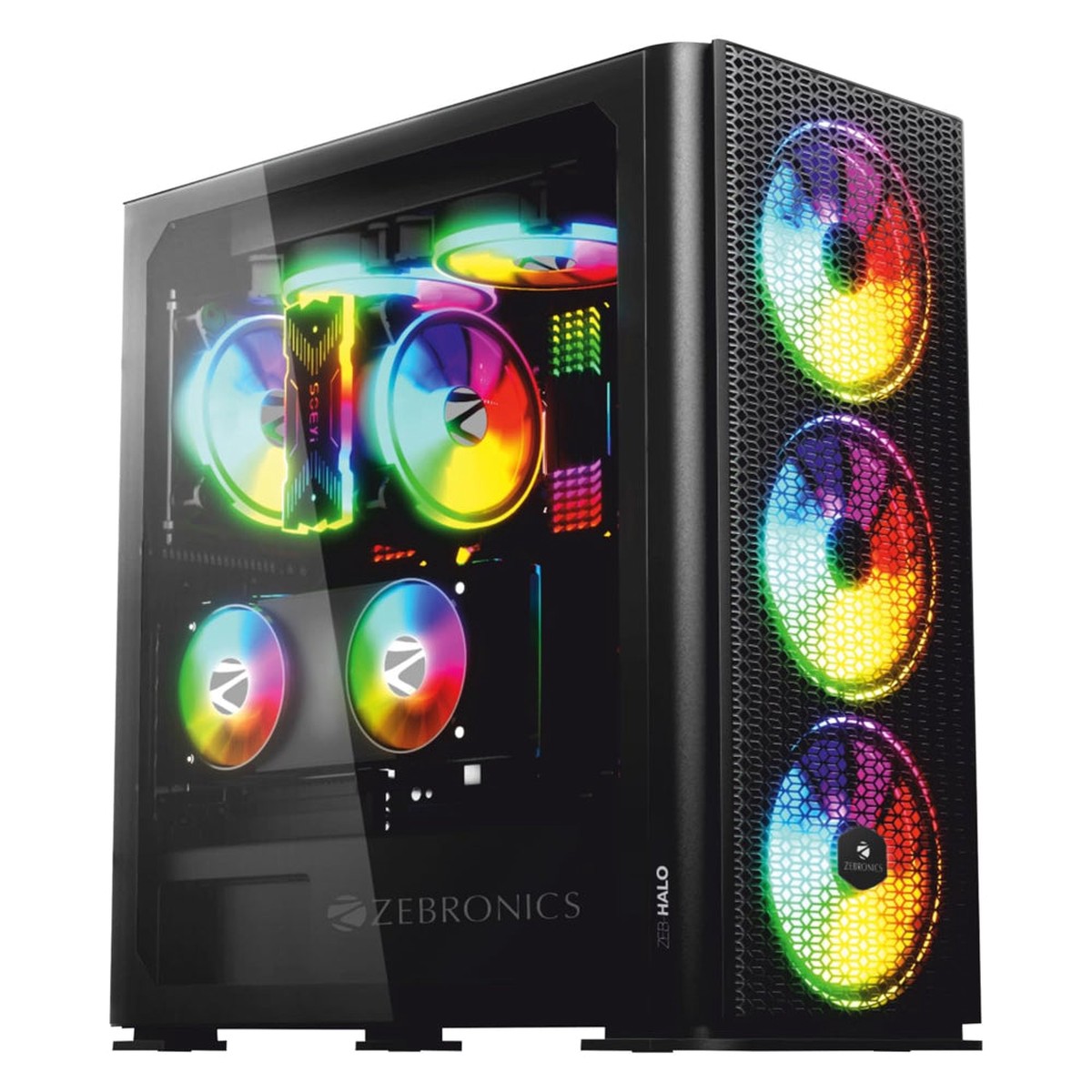 ZEBRONICS Halo Premium ATX Mid Tower Cabinet ( Black )