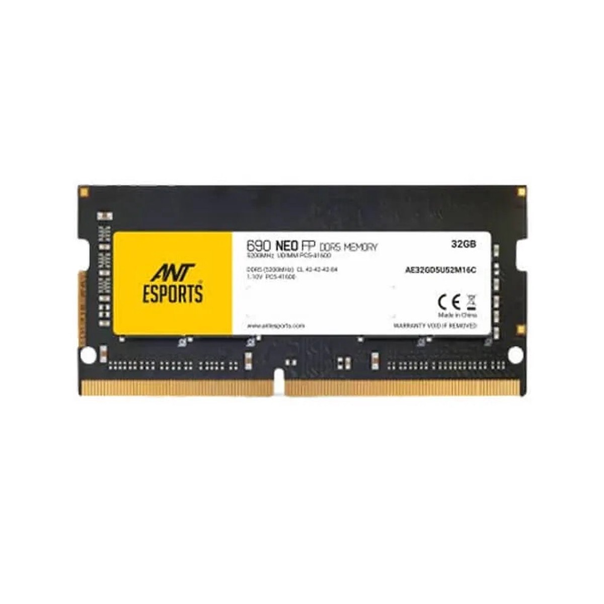 ANT ESPORTS 690 Neo FP 32GB (32GB x 1) 5200MHz DDR5 Laptop RAM (Black) ( CL42 )