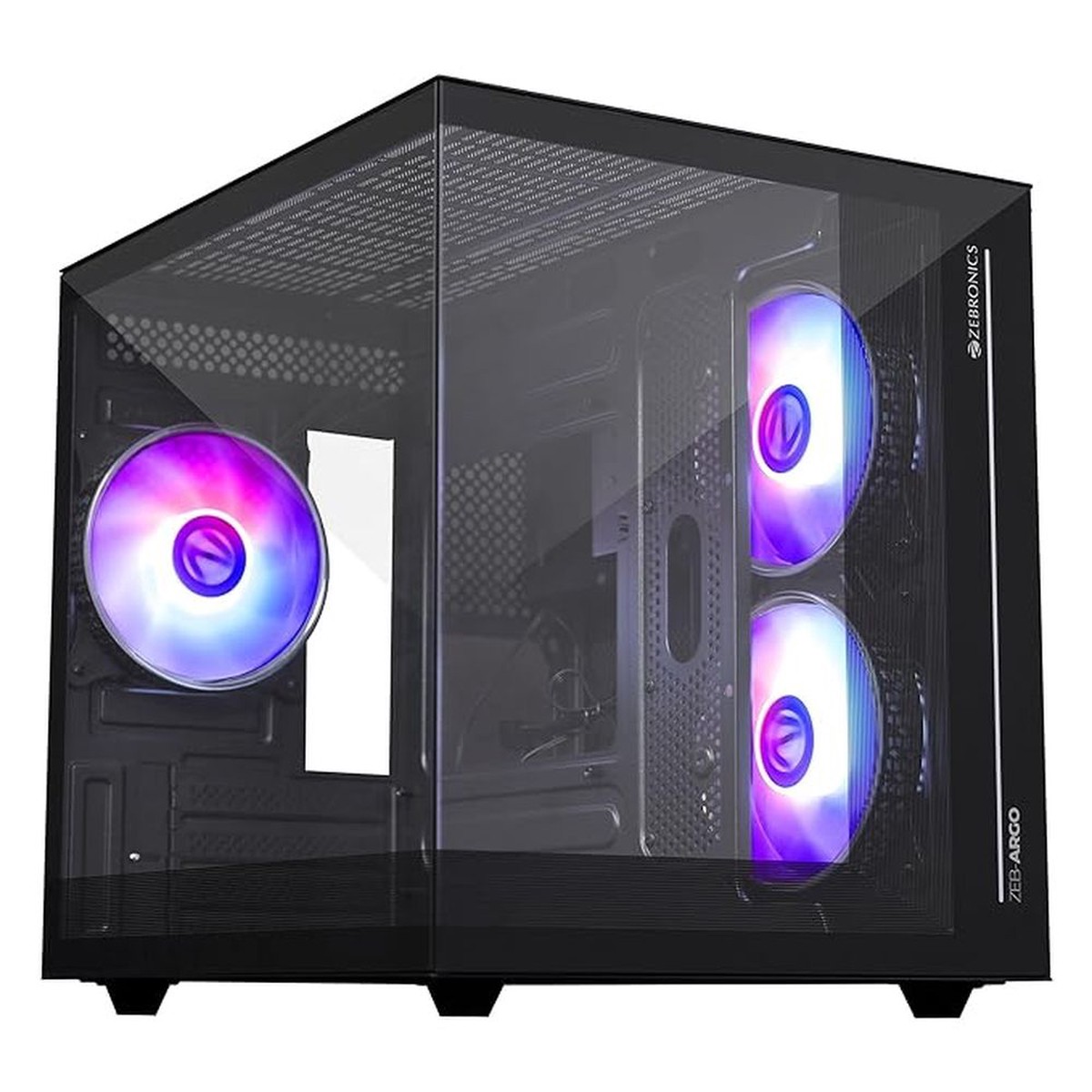 ZEBRONICS Argo Cube TG ARGB Mid Tower Cabinet (Black)