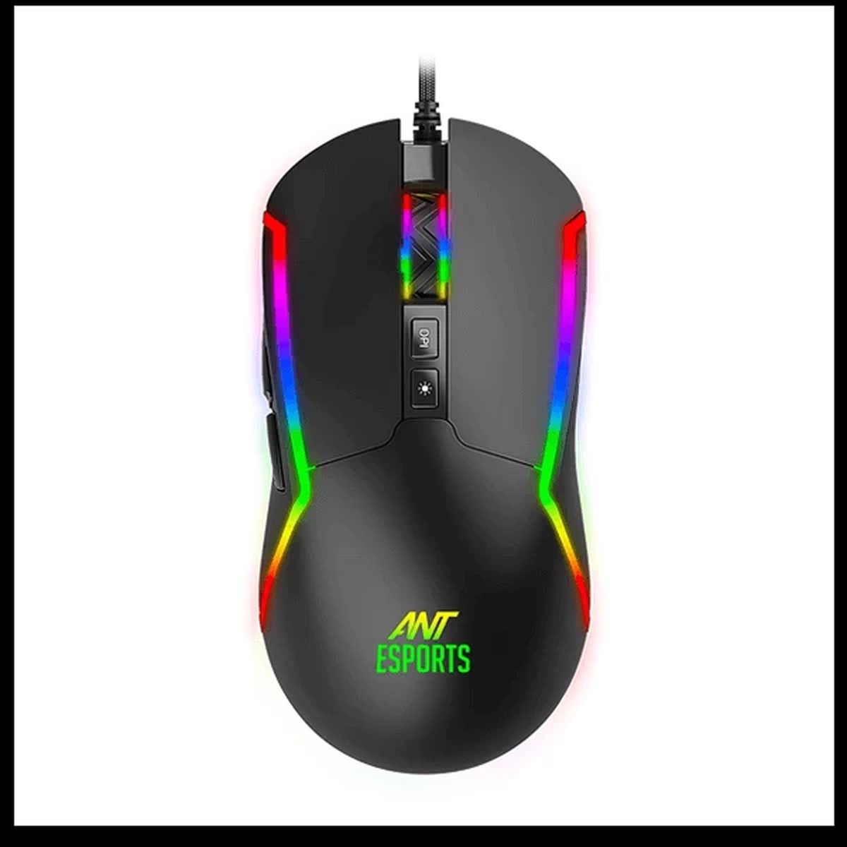 ANT ESPORTS GM330 Wired Ambidextrous RGB Gaming Mouse ( GM330-RGB-BLACK ) ( 12800DPI / 8 Macro Buttons ) ( Black )